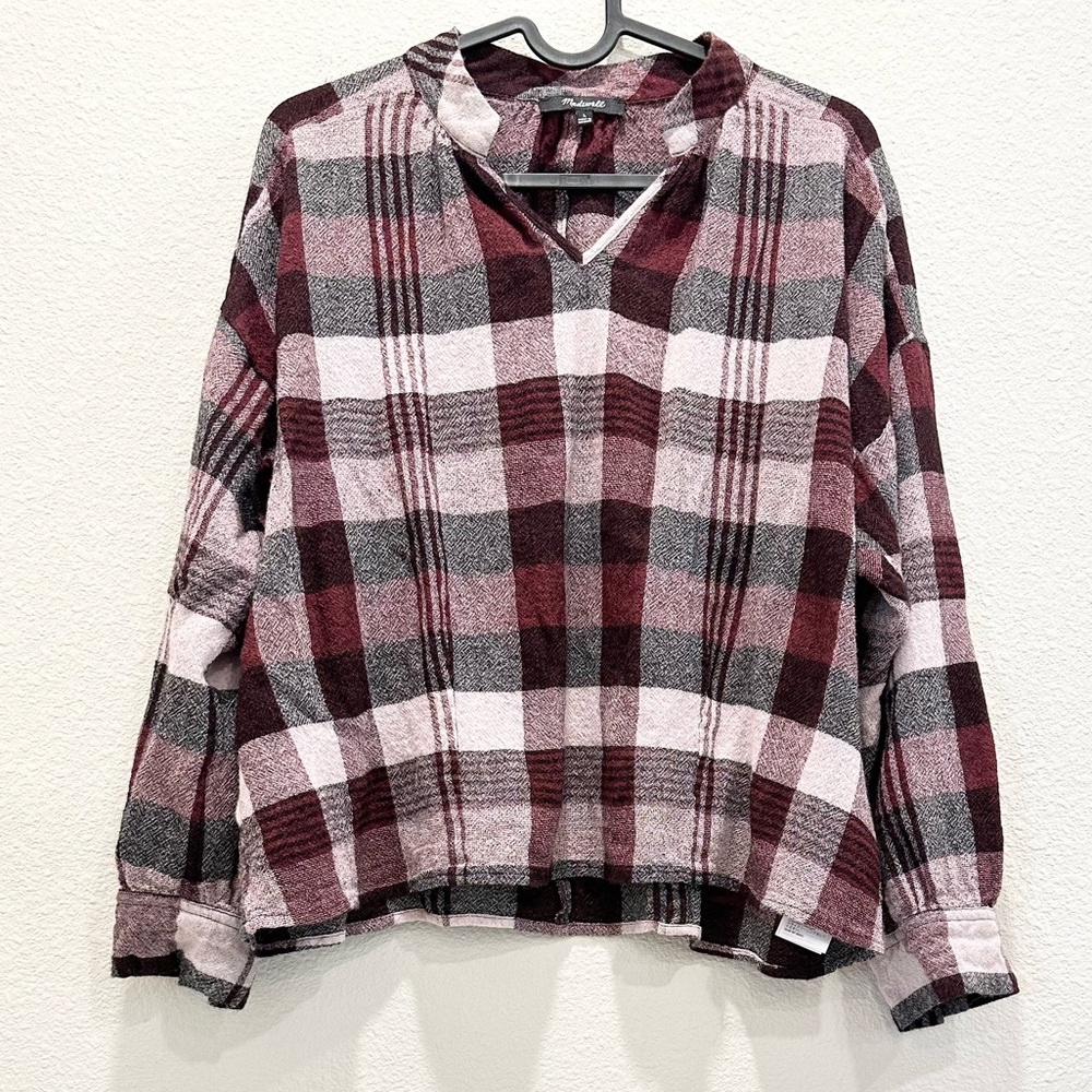 Pre-loved! MADEWELL Red Plaid Long Sleeve Blouse!